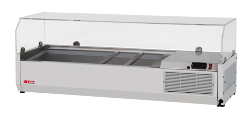 Turbo Air CTST-1200G-13-N 47 1/4" E-Line Countertop Refrigerated Prep Rail w/ Sneeze Guard-cityfoodequipment.com