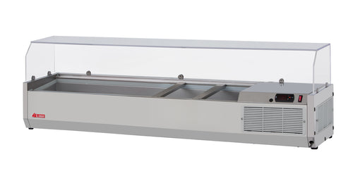 Turbo Air CTST-1200G-N 48 3/8" E-Line Countertop Refrigerated Prep Rail w/ Sneeze Guard-cityfoodequipment.com