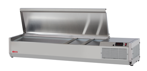 Turbo Air CTST-1200-N 48 3/8" E-Line Countertop Refrigerated Prep Rail - Hinged Lid-cityfoodequipment.com