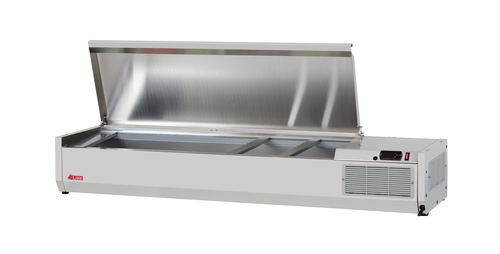 Turbo Air CTST-1500-13-N 59" E-Line Countertop Refrigerated Prep Rail - Hinged Lid-cityfoodequipment.com