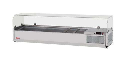 Turbo Air CTST-1500G-13-N 59" E-Line Countertop Refrigerated Prep Rail w/ Sneeze Guard-cityfoodequipment.com