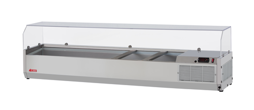 Turbo Air CTST-1500G-N 60 1/4" E-Line Countertop Refrigerated Prep Rail w/ Sneeze Guard-cityfoodequipment.com