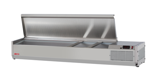 Turbo Air CTST-1500-N 60 1/4" E-Line Countertop Refrigerated Prep Rail - Hinged Lid-cityfoodequipment.com