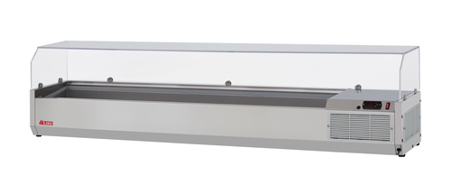 Turbo Air CTST-1800G-N 72" E-Line Countertop Refrigerated Prep Rail w/ Sneeze Guard-cityfoodequipment.com