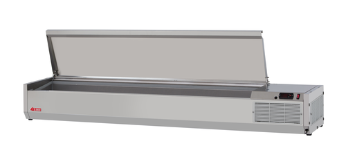 Turbo Air CTST-1800-N 72" E-Line Countertop Refrigerated Prep Rail - Hinged Lid-cityfoodequipment.com