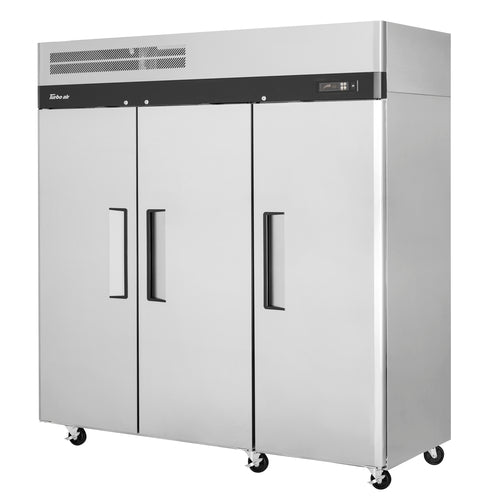 Turbo Air M3R72-3-N 77 3/4" Three Section Reach In Refrigerator, (3) Left/Right Hinge Solid Doors, 115v-cityfoodequipment.com