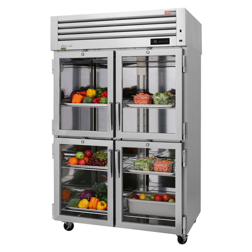 Turbo Air PRO-50-4R-G-N 51 3/4" Two Section Reach In Refrigerator, (4) Right Hinge Glass Doors, 115v-cityfoodequipment.com