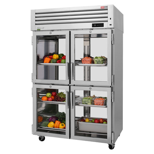 Turbo Air PRO-50-4R-GS-PT-N 51 3/4" Two Section Pass Thru Refrigerator, (4) Glass Doors, (4) Solid Doors, Left/Right Hinge, 115v-cityfoodequipment.com