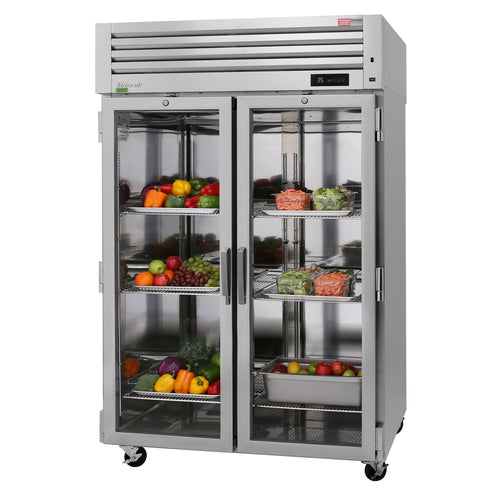 Turbo Air PRO-50R-G-N 51 3/4" Two Section Reach In Refrigerator, (2) Right Hinge Glass Doors, 115v-cityfoodequipment.com