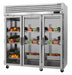 Turbo Air PRO-77R-G-N 77 3/4" Three Section Reach In Refrigerator, (3) Left/Right Hinge Glass Doors, 115v-cityfoodequipment.com