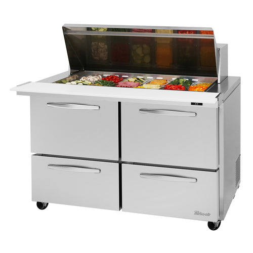 Turbo Air PST-48-18-D4-N 48" PRO Series Mega Top Sandwich/Salad Prep Table w/ Refrigerated Base, 115v-cityfoodequipment.com