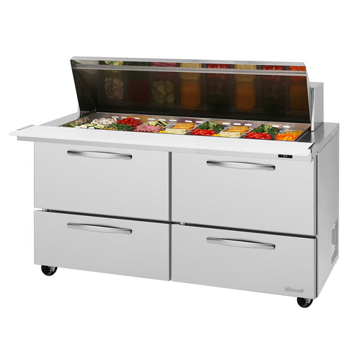 Turbo Air PST-60-24-D4-N 60" PRO Series Mega Top Sandwich/Salad Prep Table w/ Refrigerated Base, 115v-cityfoodequipment.com