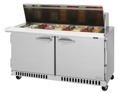 Turbo Air PST-60-24-FB-N 60 1/4" PRO Series Mega Top Sandwich/Salad Prep Table w/ Refrigerated Base, 115v-cityfoodequipment.com