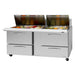 Turbo Air PST-72-30-D4-N 72" PRO Series Mega Top Sandwich/Salad Prep Table w/ Refrigerated Base, 115v-cityfoodequipment.com