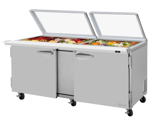 Turbo Air PST-72-30-N-GL 72 5/8" PRO Series Mega Top Sandwich/Salad Prep Table w/ Refrigerated Base, 115v-cityfoodequipment.com