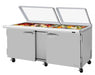 Turbo Air PST-72-30-N-GL 72 5/8" PRO Series Mega Top Sandwich/Salad Prep Table w/ Refrigerated Base, 115v-cityfoodequipment.com