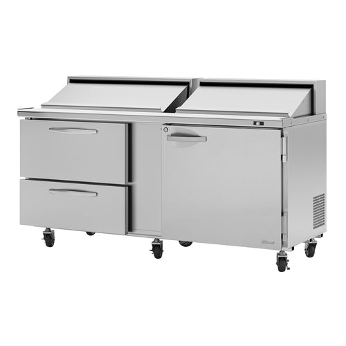 Turbo Air PST-72-D2R(L)-N 72 5/8" PRO Series Sandwich/Salad Prep Table w/ Refrigerated Base, 115v-cityfoodequipment.com