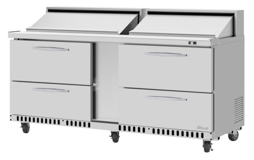 Turbo Air PST-72-D4-FB-N 72 5/8" PRO Series Mega Top Sandwich/Salad Prep Table w/ Refrigerated Base, 115v-cityfoodequipment.com