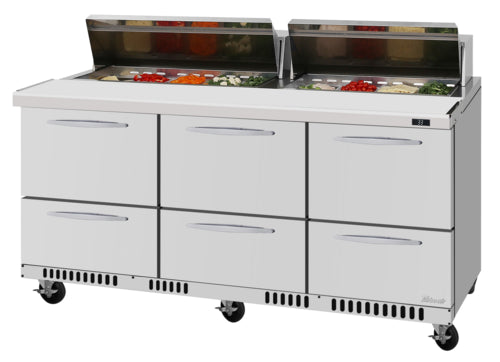 Turbo Air PST-72-D6-FB-N 72 5/8" PRO Series Mega Top Sandwich/Salad Prep Table w/ Refrigerated Base, 115v-cityfoodequipment.com