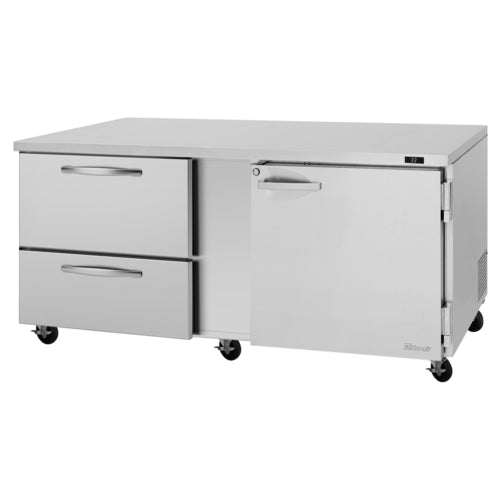 Turbo Air PUR-72-D2R(L)-N 72 5/8" W Undercounter Refrigerator w/ (2) Sections & (1) Door & (2) Drawers, 115v-cityfoodequipment.com