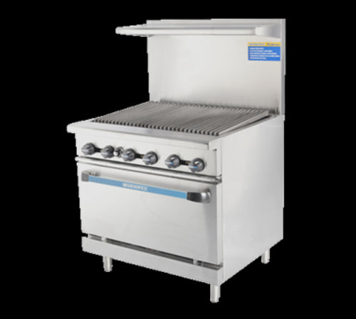 Turbo Air TAR-36RB 36" Gas Range w/ Full Charbroiler & Standard Oven, Natural Gas-cityfoodequipment.com