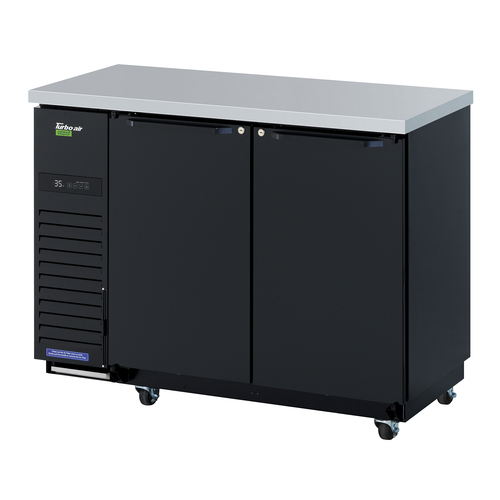 Turbo Air TBB-24-48SBD-N6 49 1/8" Bar Refrigerator - 2 Swinging Solid Doors, Black, 115v-cityfoodequipment.com