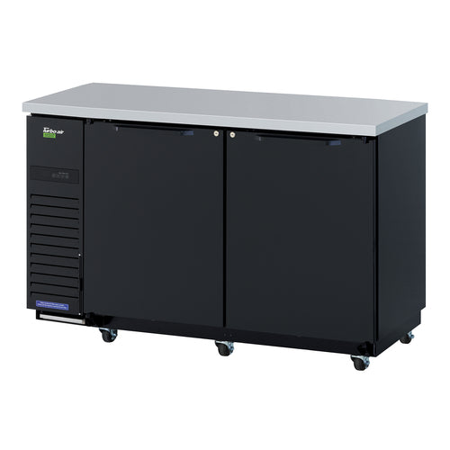 Turbo Air TBB-24-60SBD-N6 61 1/8" Bar Refrigerator - 2 Swinging Solid Doors, Black, 115v-cityfoodequipment.com