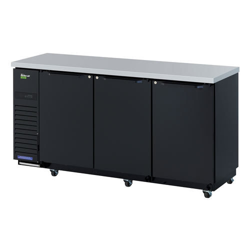 Turbo Air TBB-24-72SBD-N6 73 1/8" Bar Refrigerator - 3 Swinging Solid Doors, Black, 115v-cityfoodequipment.com