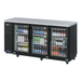 Turbo Air TBB-24-72SGD-N 73 1/8" Bar Refrigerator - 3 Swinging Glass Doors, Black, 115v-cityfoodequipment.com
