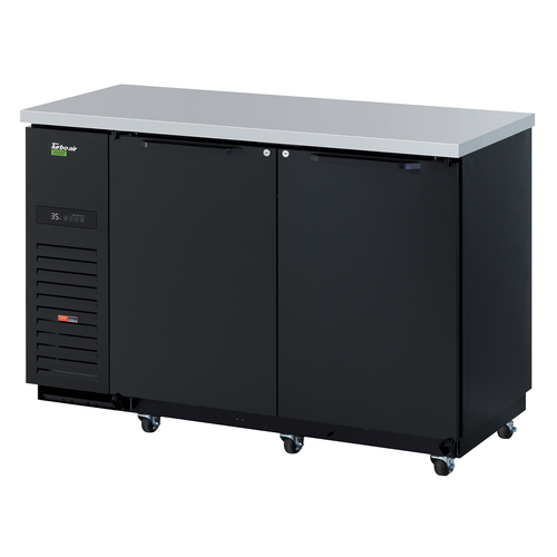 Turbo Air TBB-2SBD-N6 58 3/4" Bar Refrigerator - 2 Swinging Solid Doors, Black, 115v-cityfoodequipment.com