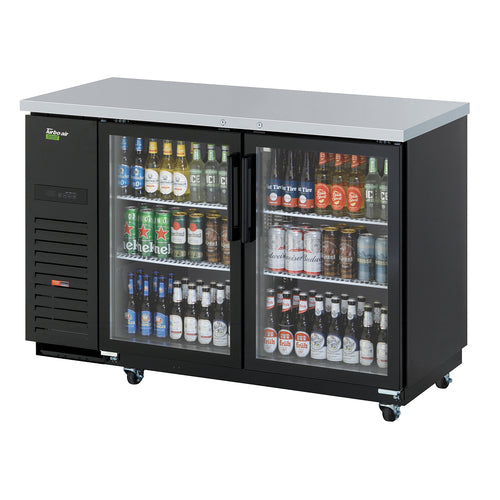 Turbo Air TBB-2SGD-N 58 3/4" Bar Refrigerator - 2 Swinging Glass Doors, Black, 115v-cityfoodequipment.com
