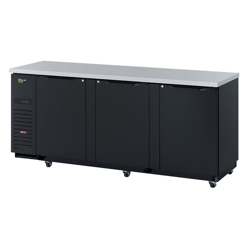 Turbo Air TBB-4SBD-N 90 3/8" Bar Refrigerator - 3 Swinging Solid Doors, Black, 115v-cityfoodequipment.com