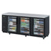 Turbo Air TBB-4SGD-N 90 3/8" Bar Refrigerator - 3 Swinging Glass Doors, Black, 115v-cityfoodequipment.com