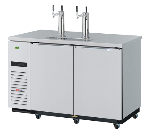 Turbo Air TBD-2SDD-N6 58 3/4" Kegerator Beer Dispenser w/ (2) 1/2 Barrel Capacity - (2) Columns, Stainless, 115v-cityfoodequipment.com