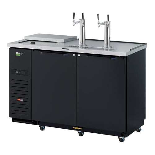 Turbo Air TCB-2SBD-N6 58 7/8" Kegerator Beer Dispenser w/ (2) 1/2 Barrel Capacity - (2) Columns, Black, 115v-cityfoodequipment.com