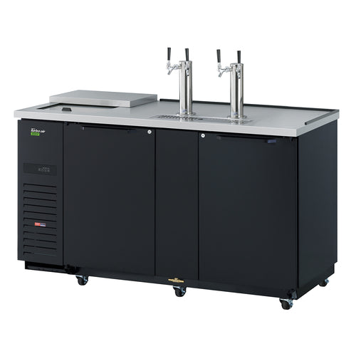 Turbo Air TCB-3SBD-N6 69 1/8" Kegerator Beer Dispenser w/ (3) 1/2 Barrel Capacity - (2) Columns, Black, 115v-cityfoodequipment.com