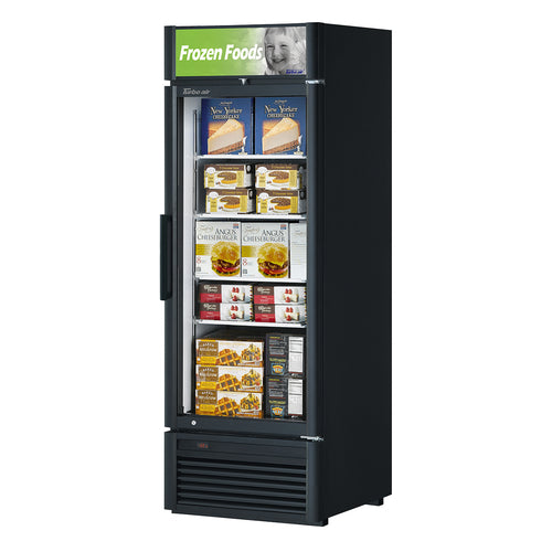 Turbo Air TGF-23SD-N 27" One Section Display Freezer w/ Swing Door - Bottom Mount Compressor, Black, 115v-cityfoodequipment.com