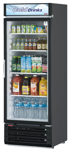 Turbo Air TGM-22RV(B)-N6 29" TGM Series One Section Glass Door Merchandiser - (1) Right Hinge Door, Black, 115v-cityfoodequipment.com