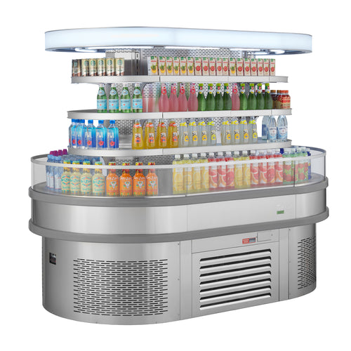 Turbo Air TIOM-36RSRS-N 48" Vertical Island Open Air Cooler w/ (4) Levels, 220v/1ph-cityfoodequipment.com
