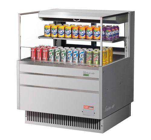 Turbo Air TOM-36L-UFD-S-2S-N 34 3/4" Horizontal Open Air Cooler w/ (2) Levels, 115v-cityfoodequipment.com