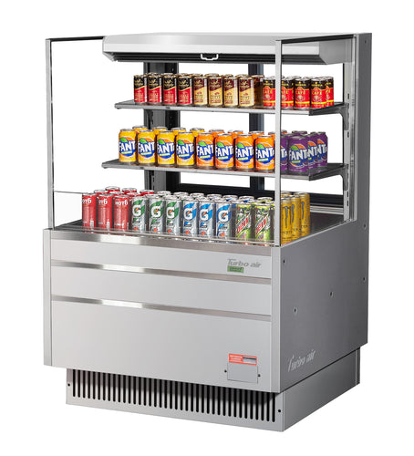 Turbo Air TOM-36L-UFD-S-3S-N 34 3/4" Horizontal Open Air Cooler w/ (3) Levels, 115v-cityfoodequipment.com