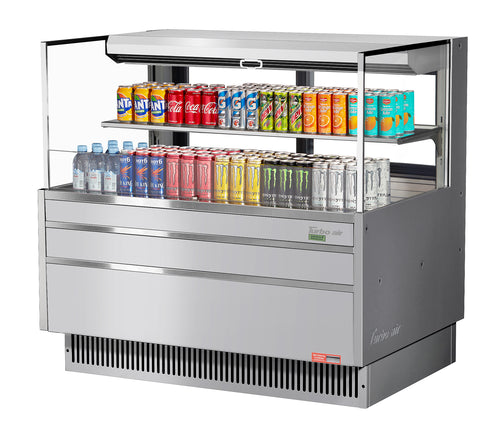 Turbo Air TOM-48L-UFD-S-2S-N 46 3/4" Horizontal Open Air Cooler w/ (2) Levels, 115v-cityfoodequipment.com