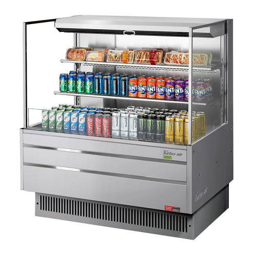 Turbo Air TOM-48L-UF-S-3S-N 46 3/4" Horizontal Open Air Cooler w/ (3) Levels, 115v-cityfoodequipment.com