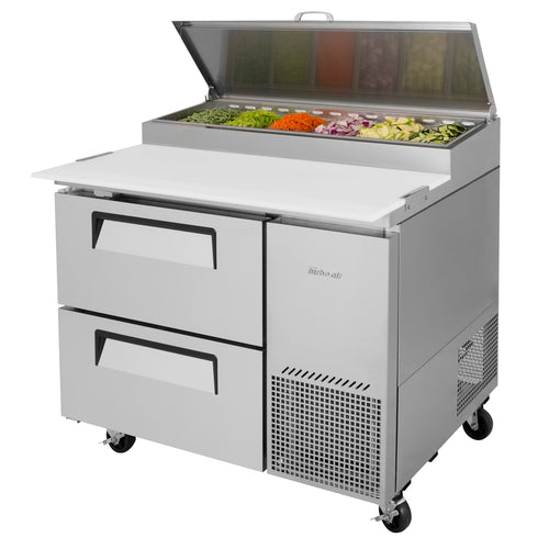 Turbo Air TPR-44SD-D2-N 44" Super Deluxe Pizza Prep Table w/ Refrigerated Base, 115v-cityfoodequipment.com