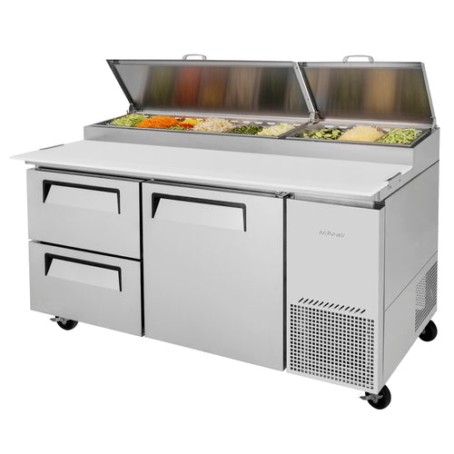 Turbo Air TPR-67SD-D2-N 67" Super Deluxe Pizza Prep Table w/ Refrigerated Base, 115v-cityfoodequipment.com