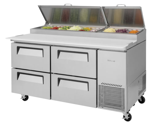 Turbo Air TPR-67SD-D4-N 67" Super Deluxe Pizza Prep Table w/ Refrigerated Base, 115v-cityfoodequipment.com