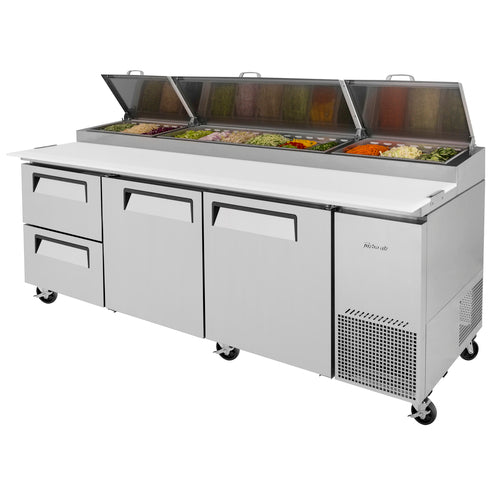 Turbo Air TPR-93SD-D2-N 93" Super Deluxe Pizza Prep Table w/ Refrigerated Base, 115v-cityfoodequipment.com