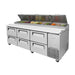 Turbo Air TPR-93SD-D6-N 93" Super Deluxe Pizza Prep Table w/ Refrigerated Base, 115v-cityfoodequipment.com