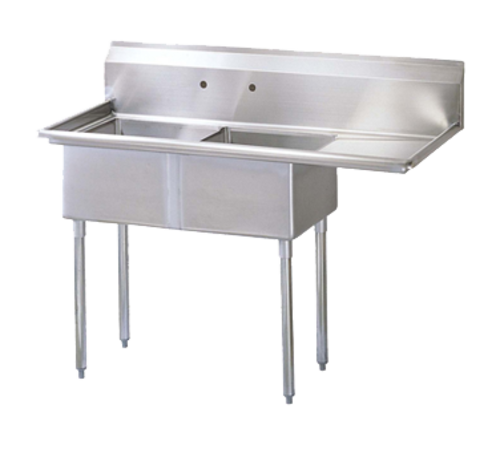 Turbo Air TSA-2-R1 57" 2 Compartment Sink w/ 18"L x 18"W Bowl, 11" Deep-cityfoodequipment.com