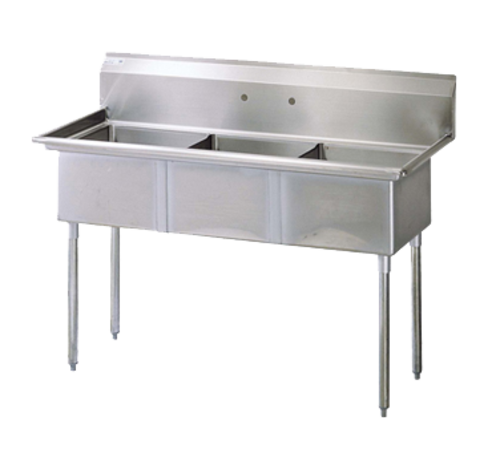 Turbo Air TSA-3-14-N 60" 3 Compartment Sink w/ 18"L x 18"W Bowl, 14" Deep-cityfoodequipment.com